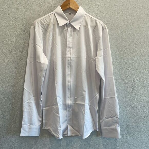 NEW Men's White Business Formal Button Down Shirt Size Medium - Picture 1 of 6